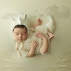 Newborn Dinosaur Photography Outfits Knitted Mohair Wool Dragon Clothes With Tail One Month Babies Photoshoot Outfit Accessories