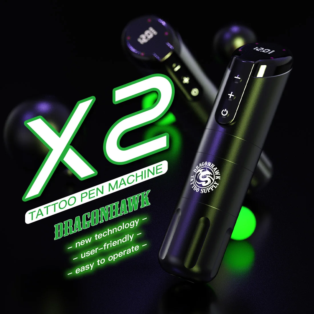 Dragonhawk X2 Wireless Tattoo Machine 3.5mm Stroke 1700mAh