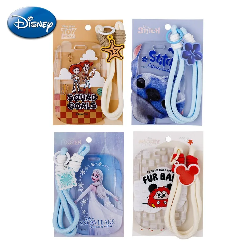 

Disney Stitch Card Holder Frozen Elsa Mickey Mouse Lanyard Transparent Student ID Credit Meal Card Cover Keychain Accessories
