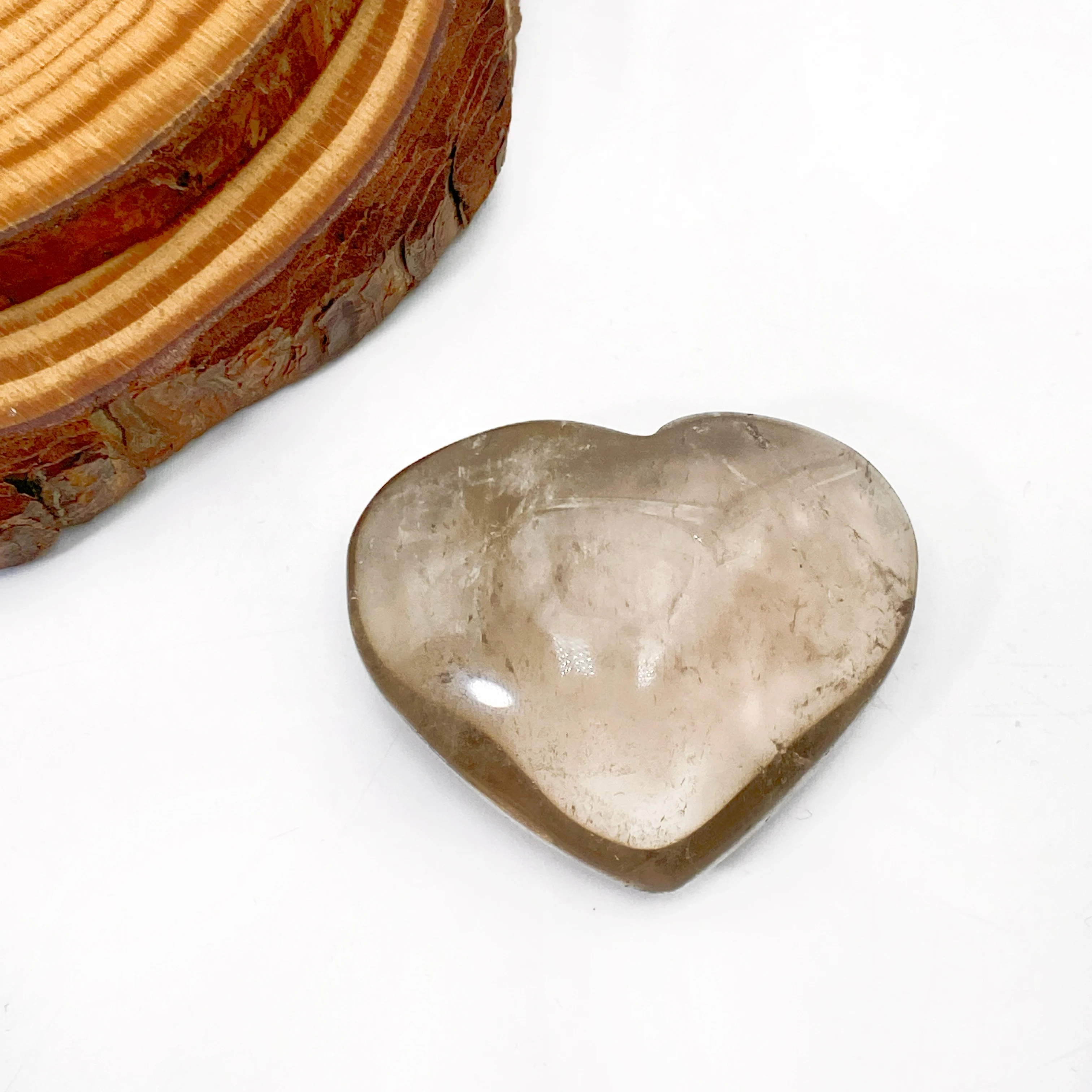 حجر كريستال معدني بني فريد من نوعه على شكل قلب كوارتز سموكي طبيعي، حجر ديكور منزلي حديث، مجموعة، هدية للعطلات