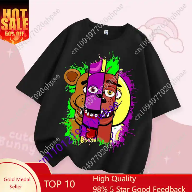 

FNAF Breathability T-shirts Children Five Nights At Freddy Cute Short-sleeved Top Boys Girls Summer Fashion T-shirt Kids Clothes