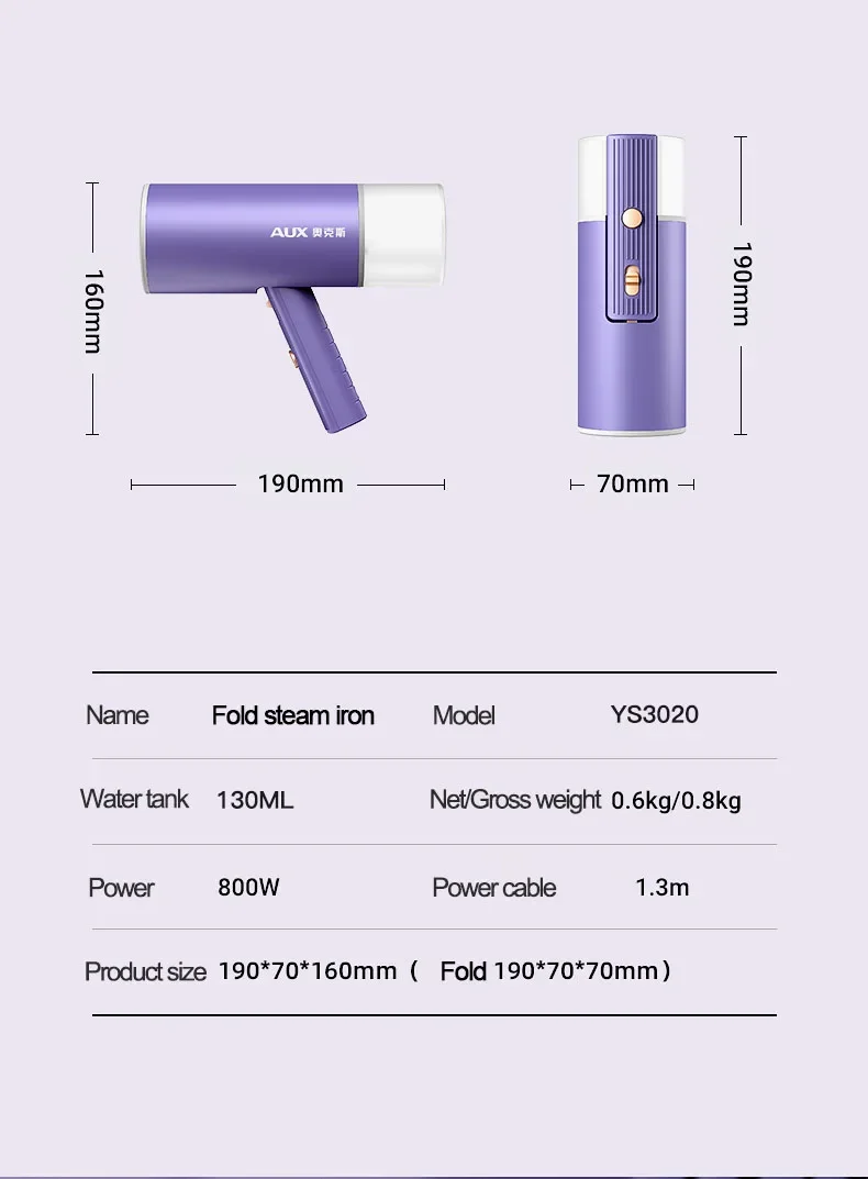 2026 New Handheld Steam Iron Foldable Garment Steamer Hanging Ironing Home Travel Clothes Ironing Machine with Hair Ball Brush