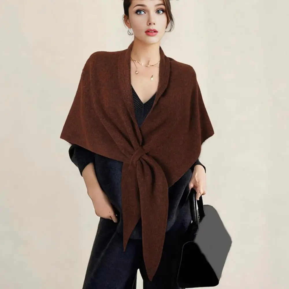 

Shoulder Poncho Coat Elegant Women's Knitted Cashmere Shawl Wrap Cardigan Cape Winter Neck Warm Poncho Coat Scarf Stylish Wool