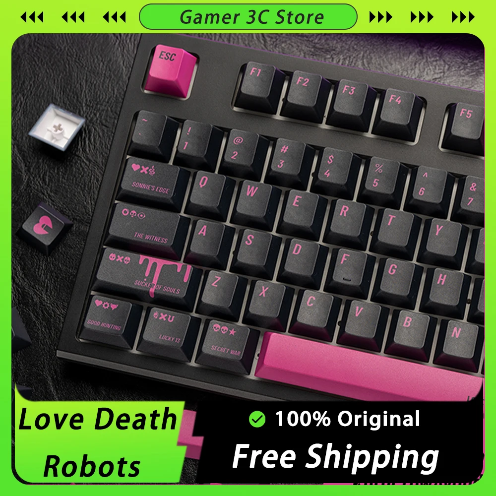 

KCA Love Death Robots Keycaps Sublimation Ergonomic Design 140 Key Mechanical Keyboard Keycaps PBT Keycap Set Gamer Accessories