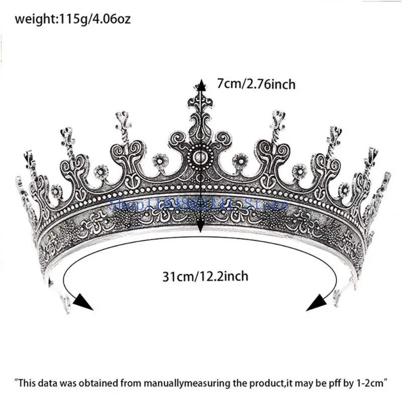 5ASD Baroque Tiaras العصابات المعدنية Crownpiece للعروس حفل الزفاف لتيجان مناسبة رسمية ملحقات رأس المأب