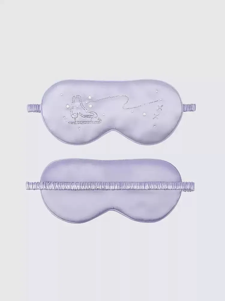 Aisha 100% 6A Moerbeizijde Kinderslaapmasker voor kinderen Tieners Oogmasker Schaduwgevende zachte ademende blinddoek met strassborduurwerk