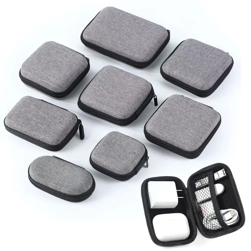 Portable Zipper Earphone Case Bag Mini Multifunctional Charging Cable Organizer Protective Shockproof Digital Storage Bag Cable