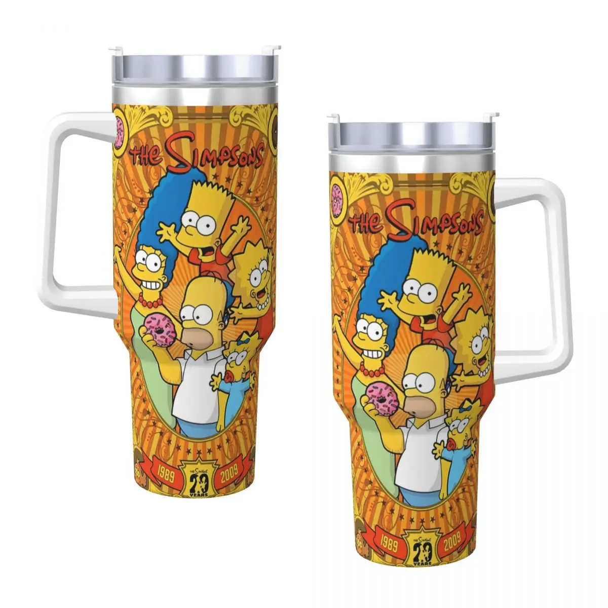 The Simpsons Fanart Tumbler Cold and Hot Water Bottle Portable Stainless Steel Thermal Cups Custom DIY Travel Car Mugs