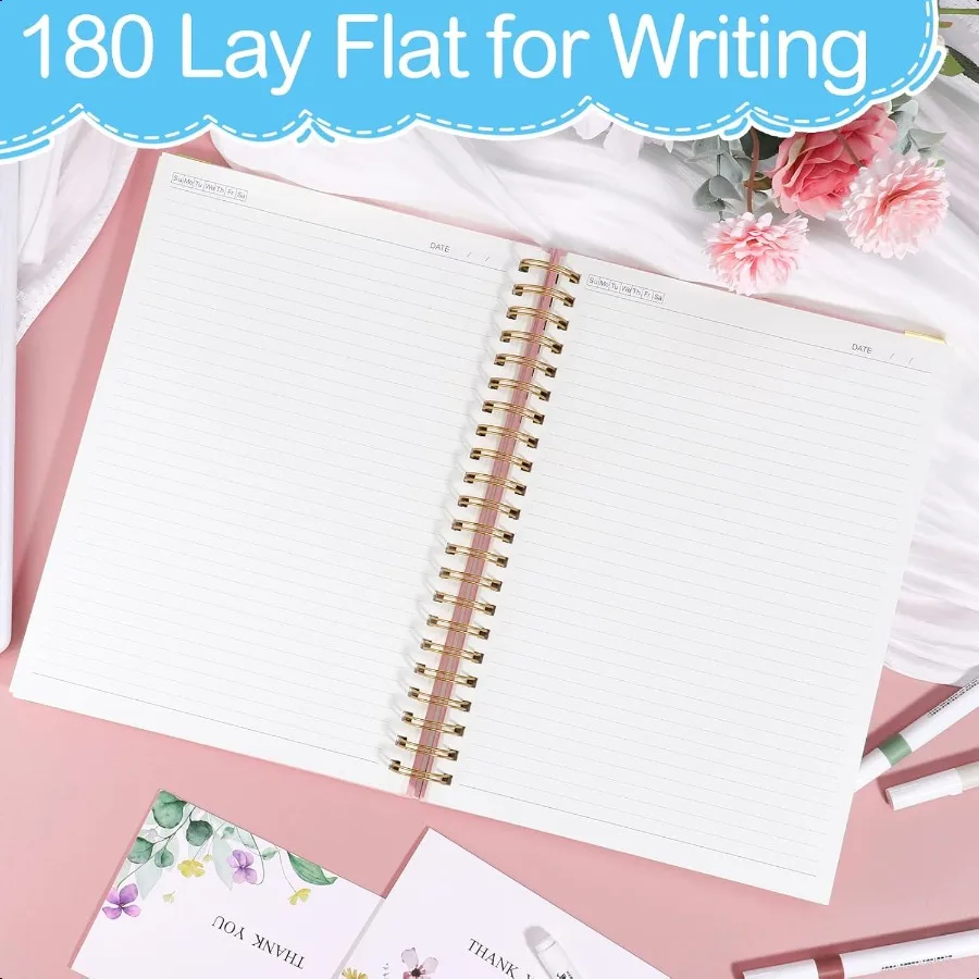 Spiral-Notizbuch, 8,3 x 11,6, 300 Seiten, 150 Blatt, rosa Notizbuch, College-Notizbuch, liniertes A4-Spiral-Notizbuch, Journaling-Notizbuch mit Index S