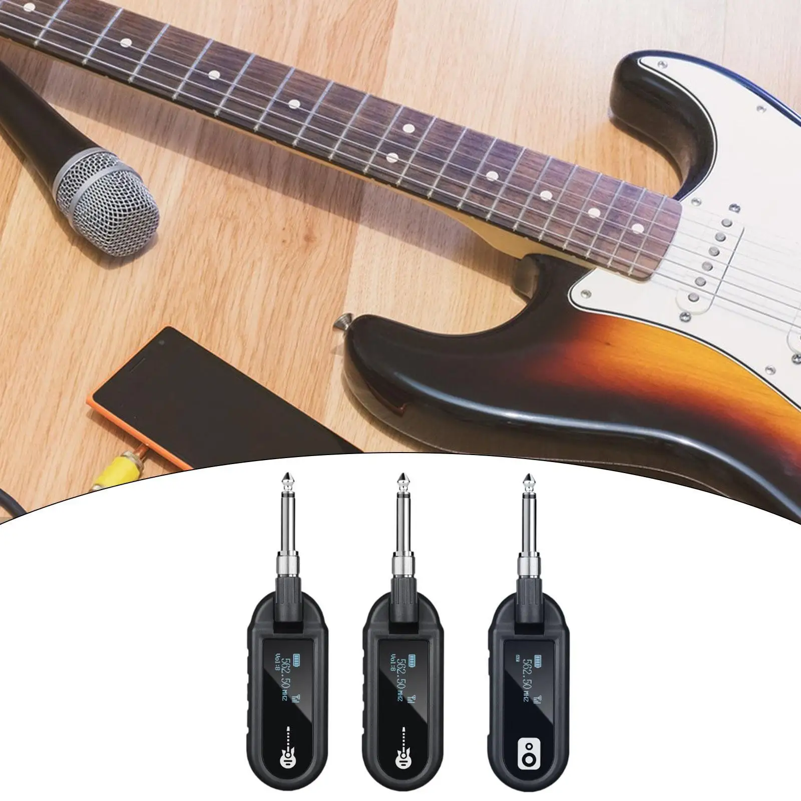 Wireless Instrument System Reusable Universal Guitar Transmitter and Receiver for Music Recording Equipment Electric Guitar Bass