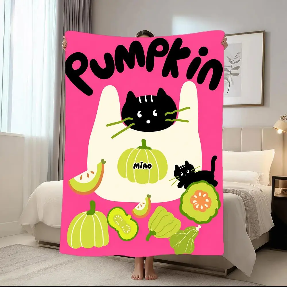 Veg Cat Pack Throw Short Plush Throw Blanket Soft Skin-Friendly Multi-Scene Home Office