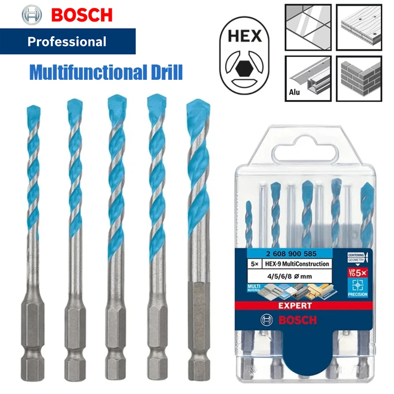 Bosch HEX-9 brocas multiconstrucción mampostería hormigón madera cerámica azulejo broca multifunción aleación triángulo broca