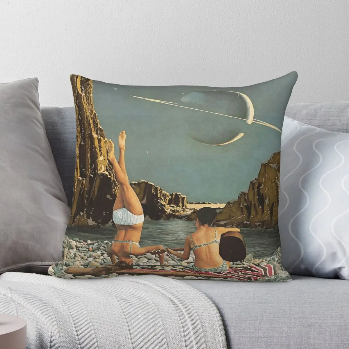 Serenade To Saturn Square Pillowcase Polyester Linen Velvet Printed Zip Decor Home Cushion Cover