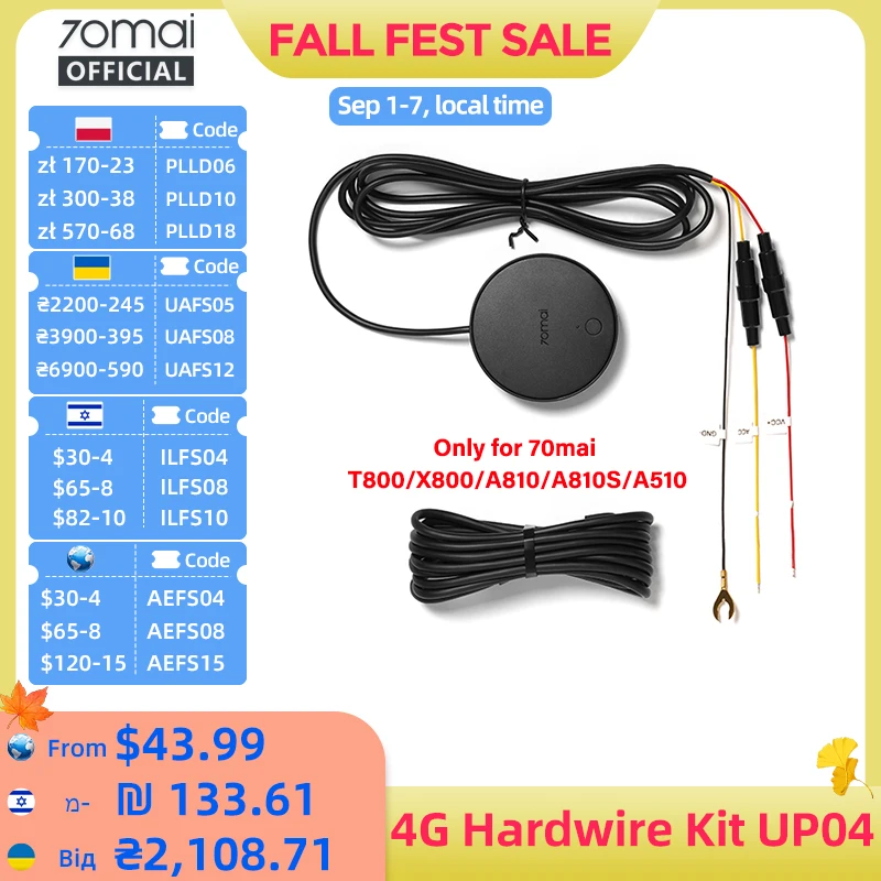 Image of 70mai 4G Hardwire Kit UP04 für 70mai T800 A810S A810 A510 X800 X200 4G LTE Modul Fernbedienung Live-Streaming 70mai UP04