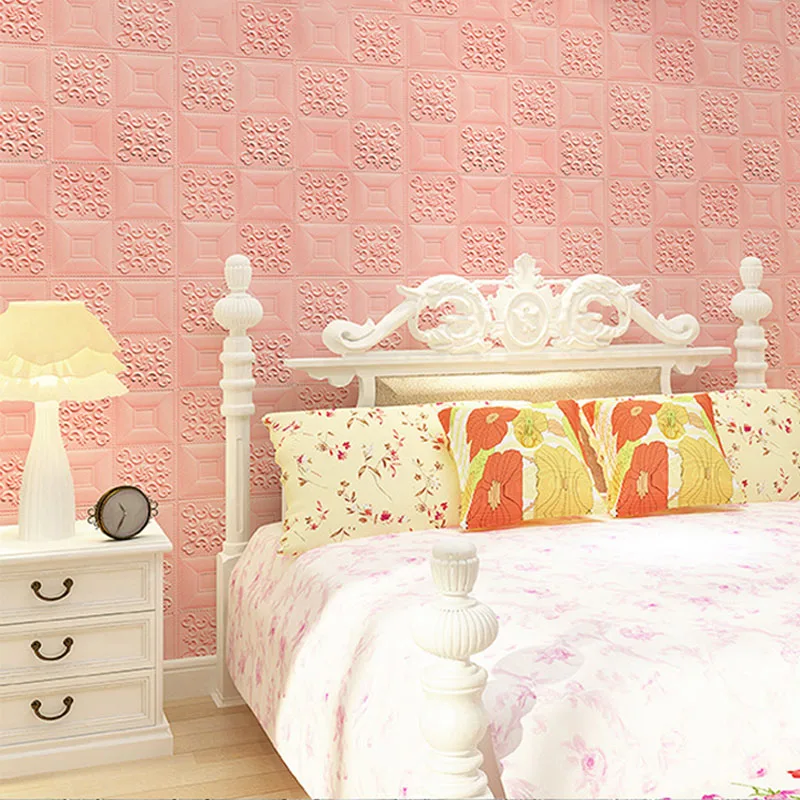 5/10Pcs 70x70cm Self-Adchive Big Size Waterproof Ceiling Foam Wallpaper 3D Brick Wall Sticker Decoration For Living Room Bedroom