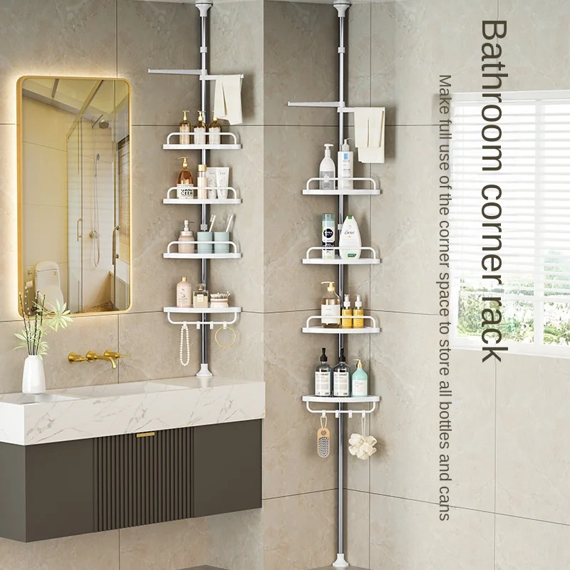 Stainless Steel Standing Rack for Bathroom, Corner Storage, Toilet Sorting Racks, Can Extended