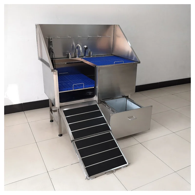 High-quality dog bathtub with showerhead and cold water faucet, 304 electric lift pet grooming stainless steel bathtub