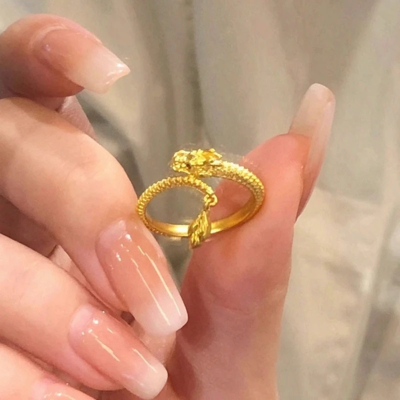 2026 New Vintage Divine Dragon Tail Wagging Open Adjustable Index Finger Ring Unisex Daily Party Wear for Men & Women