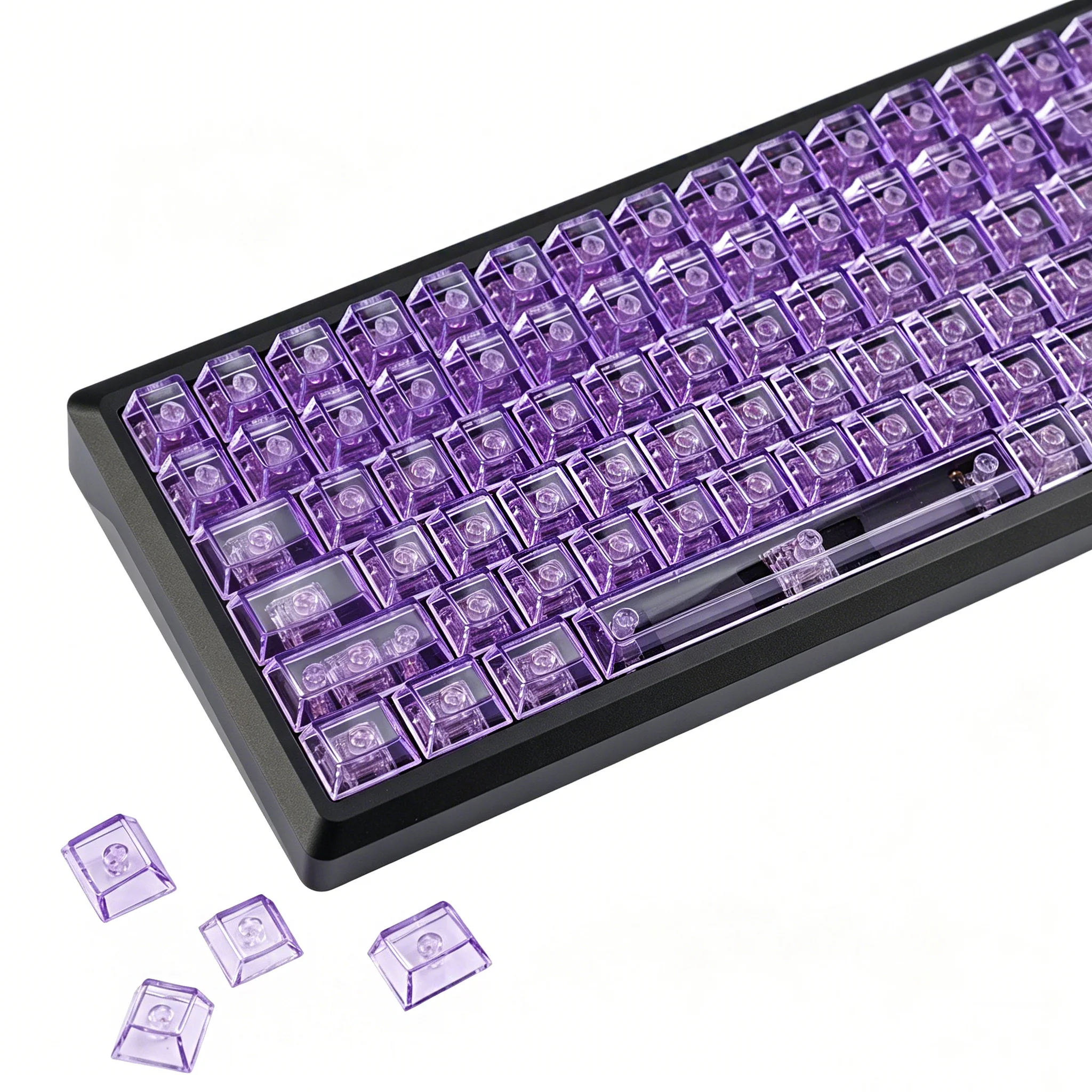 YMDk 136 Keys Blank PC Transparent Color Crystal Ice Cherry Profile Keycaps for 61/68/75/84/96/104/108 MX Mechanical Keyboards