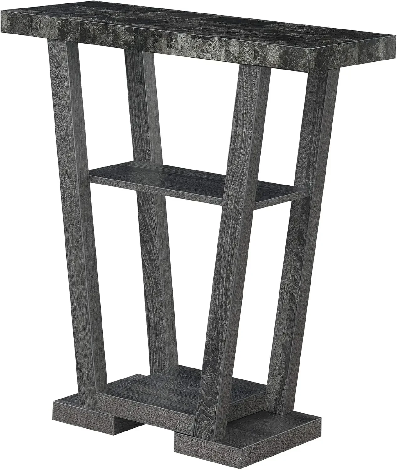 Newport V Console, Faux Black Marble/Weathered Gray