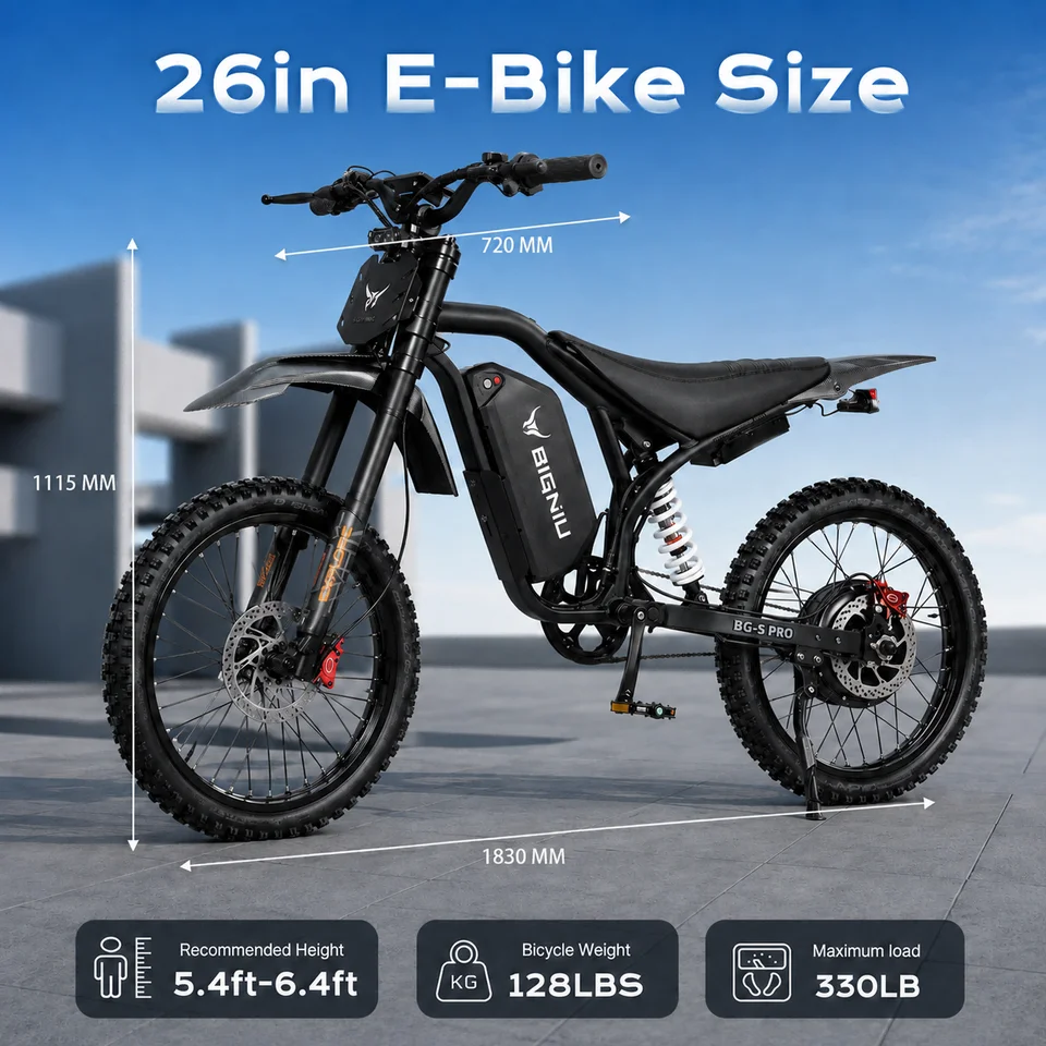 BIGNIU BG-SP 3000W Electric Bike for Adults, 60V Battery, Full Suspension High Performance E-Bike with Hydraulic Disc Brakes image 12