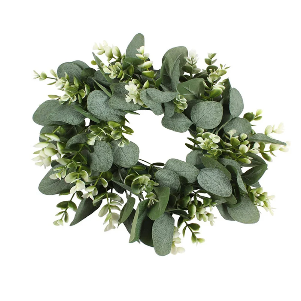 

1Pcs Artificial Eucalyptus Garland Bright Green Leaf Wreath Door Hanging Wedding Party Home Wall Decoration Floral Decor