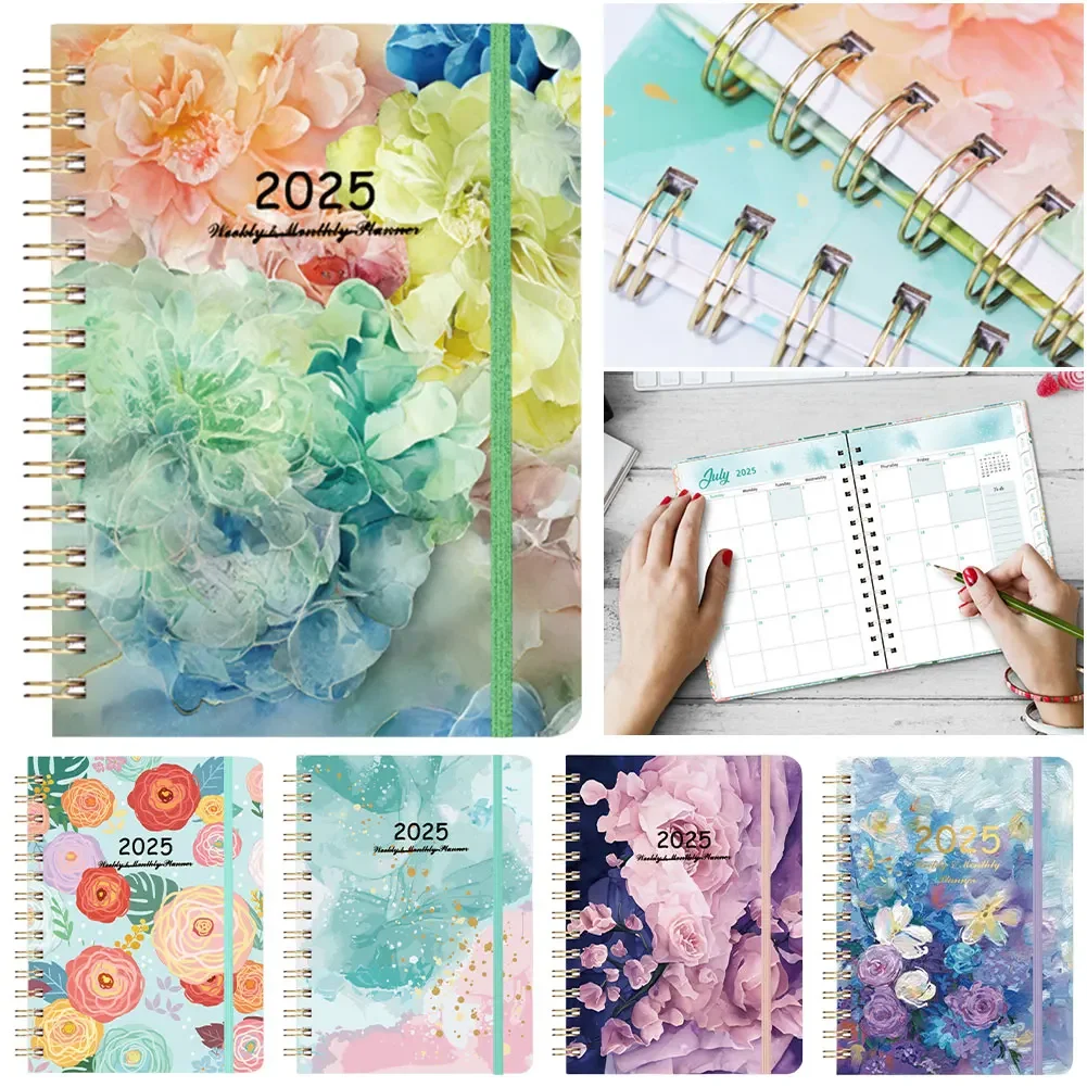 

2025 A5 Weekly Planner Notebook Spiral Bound Monthly Planner Calendar Planner for Office School