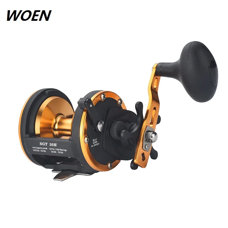 Slow shake boat fishing reel SGT50H all metal 6.0 speed ratio sea fishing drum wheel 20KG braking force