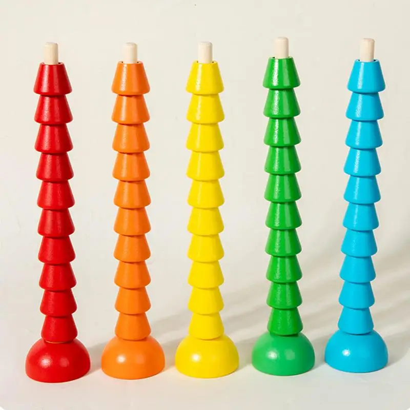 Giocattolo in legno Montessori Perline colorate Ordinamento dei colori Gioco di puzzle cognitivo Gioco di abbinamento di conteggio divertente Giocattoli educativi precoci