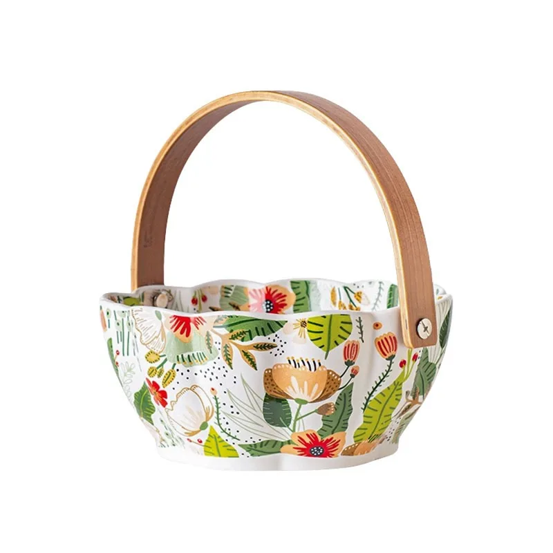 Kleurrijke wolkenbloem handmand, kanten fruitmand Poolse kleur keramische fruitschaal