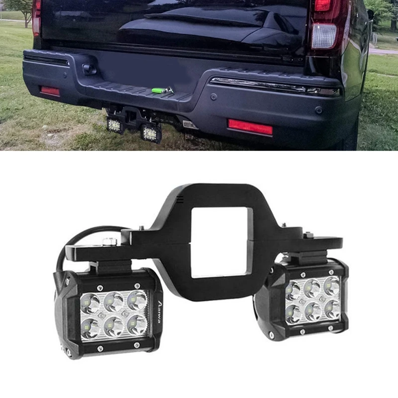 60W 4 Inch 6 LED Work Light Bar With Towing Hitch Mount Brackets For Truck Trailer SUV Pickup Offroad LED Pod Lights A Durable