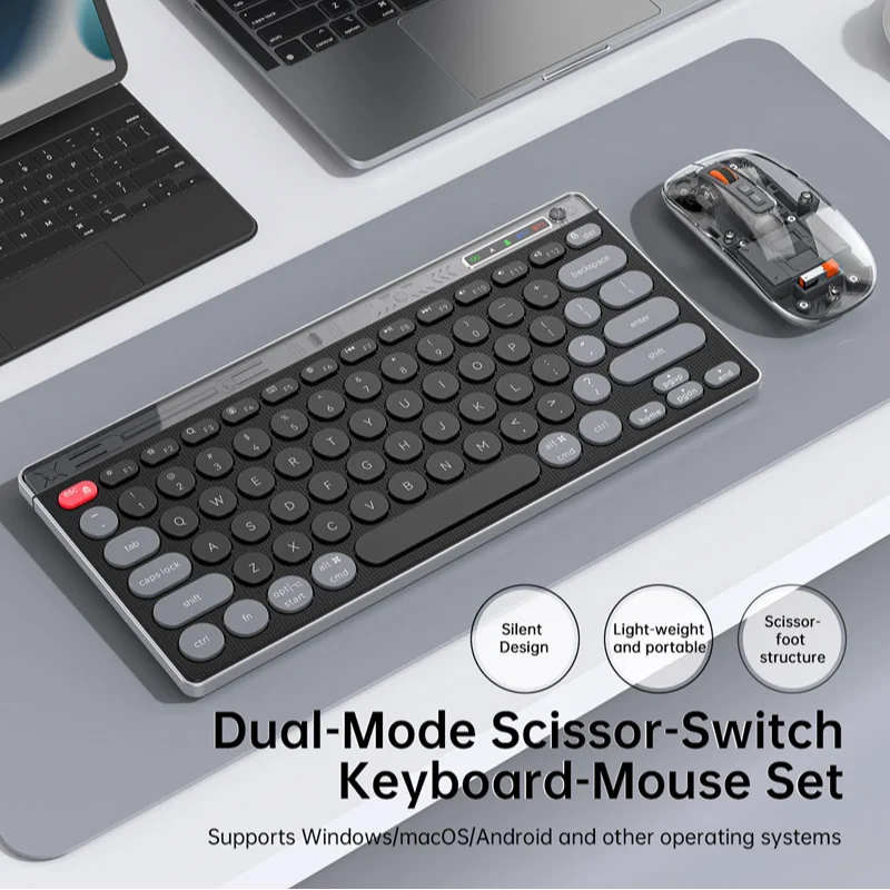 

Wireless Keyboard Mouse Kit 2.4G Bluetooth Dual-Mode Connection Silent Portable Tablet Laptop Office Type-C Charging Keyboard