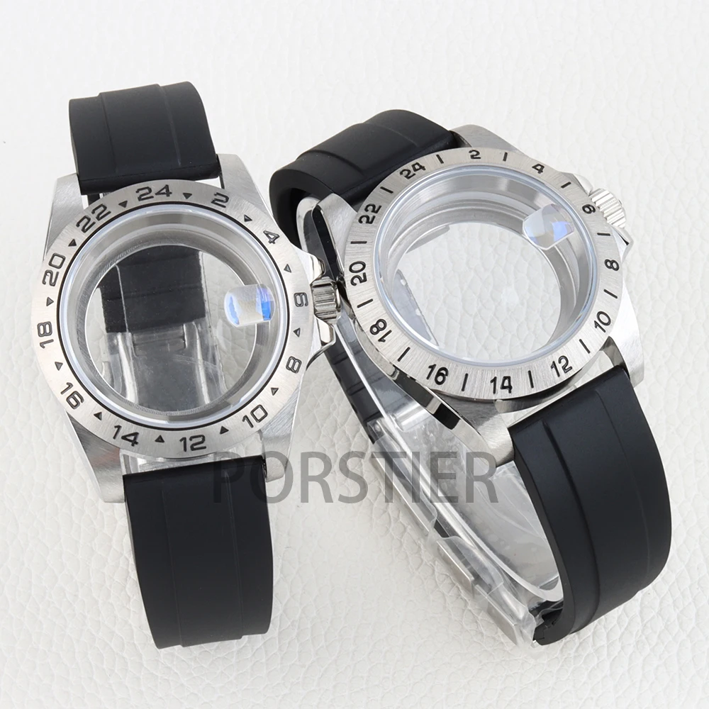 39mm-nh35ケース-エクスプローラー2用-サファイアガラス-ソリッドスチールベゼル-ラバーブレスレット-gmt-nh34-nh35-nh36ムーブメント対応-285mm文字盤