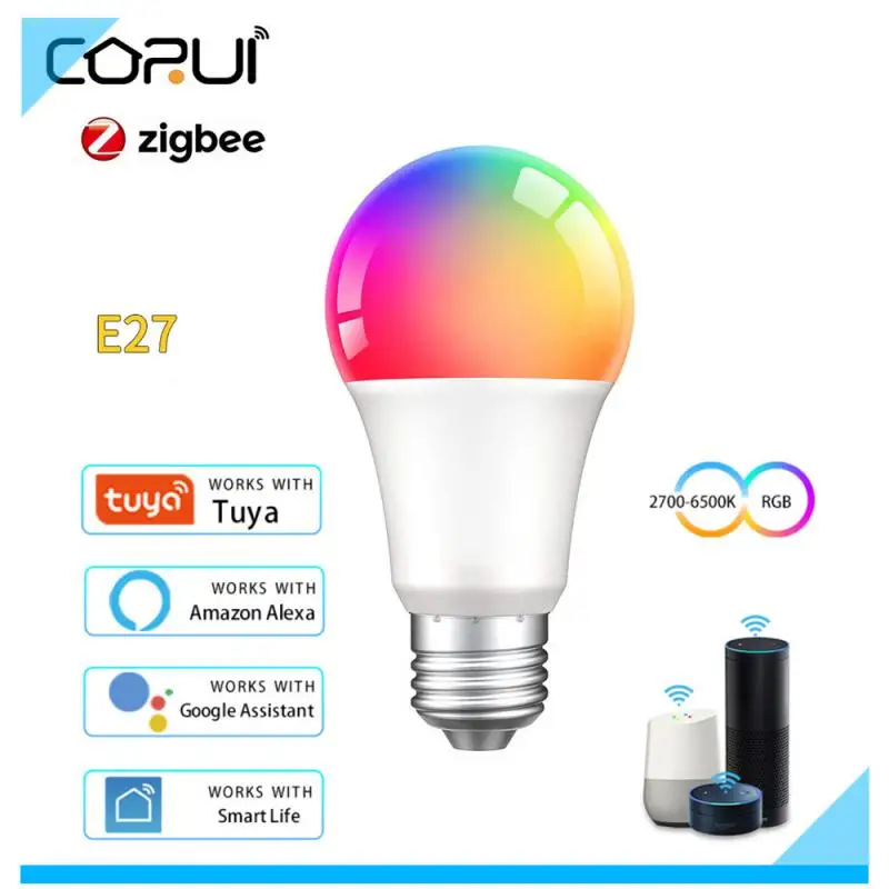 CORUI Tuya 9/12/15/18W Zigbee3.0 Smart Bulb RGBCW Remote Control Color Changing LED E27 Smart Life APP For Alexa Google Home