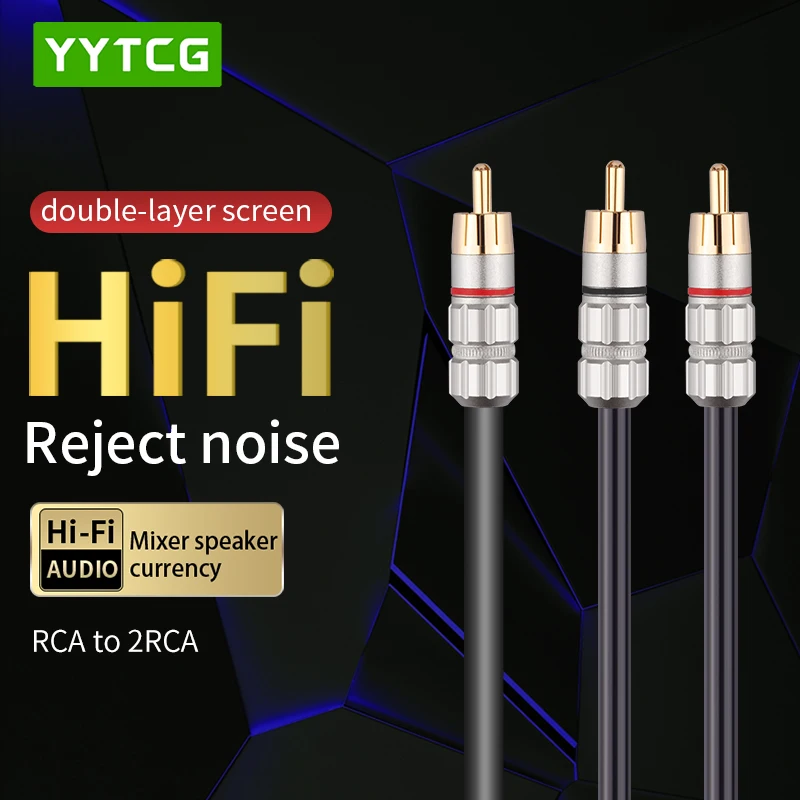 YYTCG RCA To 2 RCA Male Audio Cable For Subwoofer Amplifier SpeakerDVD TV Home Theater System Splitter Y Cable Cords