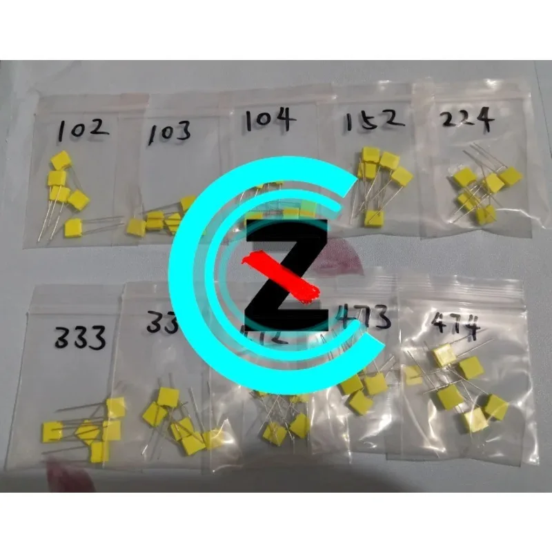 10kind*5pcs Correction Capacitor Kit 100v 0.47/0.22/0.1UF 47/33/10/4.7/3.3/1.51/NF 102/332/472/103/333/473/104/224/474/J TRIMMER