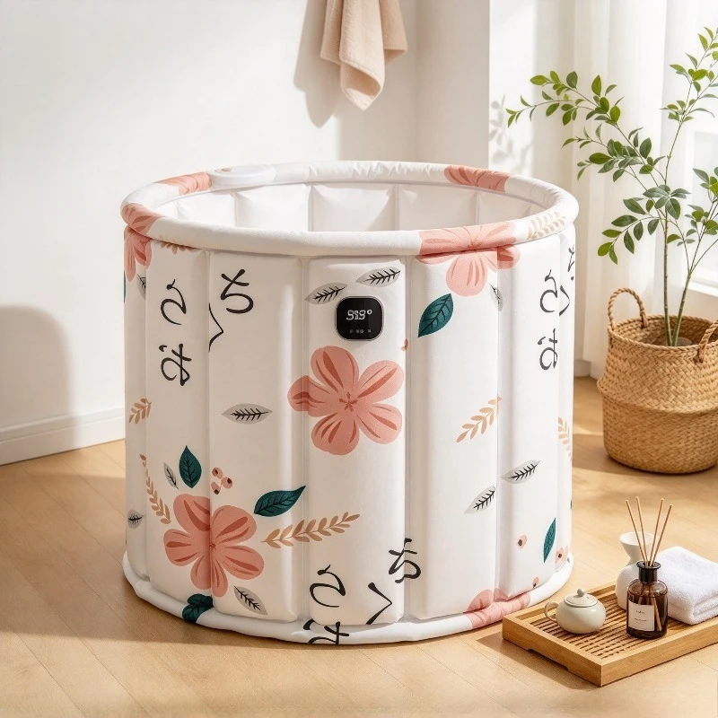 Collapsible Bathtub Extra Thick Adult Soaking Tub Foldable Bath Bucket Baby Kids Shower Basin Portable Spa Set Premium Kits Plus