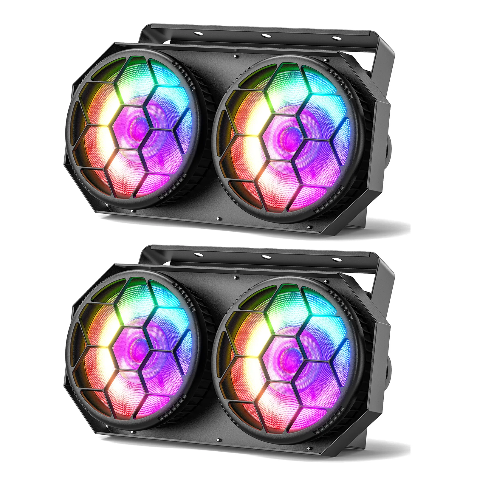 

Fieryzeal 2PCS 200W COB LED Par Light 2x100W Cool&Warm White 2IN1 RGB Audience Light DMX Strobe Stage Light for DJ Disco Party