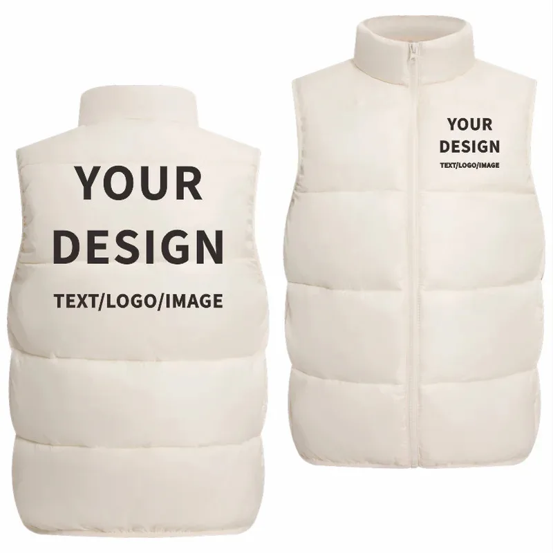 Winter Velvet Warm down Vest Fashionable Solid Color Custom Design Logo Print Team Vest Personalized Brand Men's Outerwear