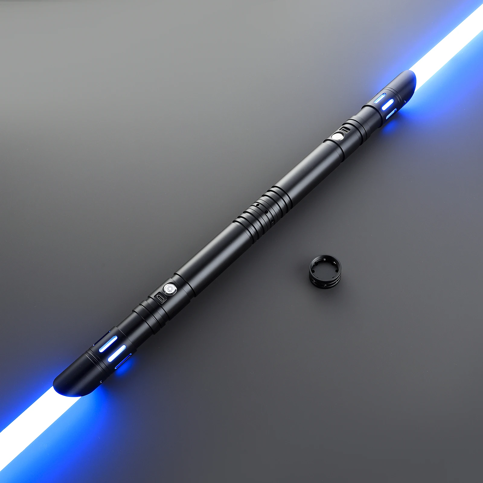 DamienSaber Double Blade Lightsaber Heavy Dueling Sensitive Smooth Swing Light Sabers Metal Hilt Motion Control with 34 Sounds