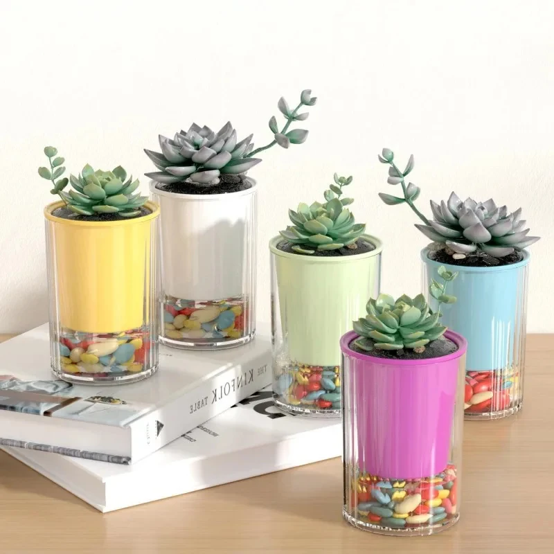 Faux Glass Succulent Planter – Minimalist Modern Indoor Plant Pot, Stylish Desktop Flowerpot for Home Decor