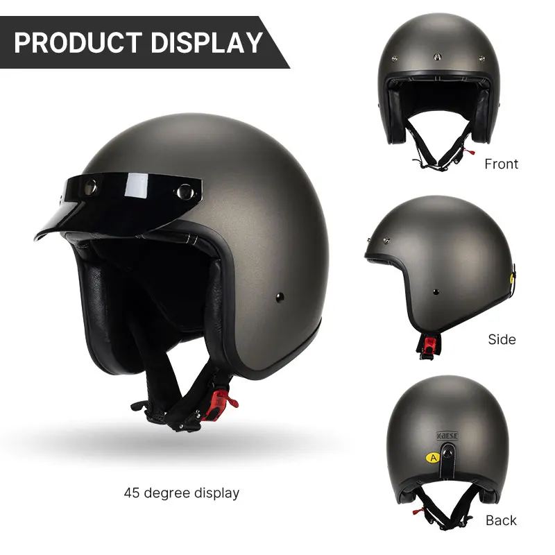 Hot Selling Matte Gray Silver Lightweight Open Face 3/4 Motorcycle Helmet For Women Men Capacete De Moto Masculino