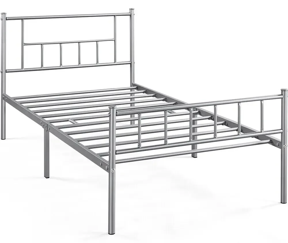 Basic Metal Bed Frame with Headboard and Footboard Twin Size Mattress Foundation Easy Assembly Slatted Bed Base,Black/White/Pink