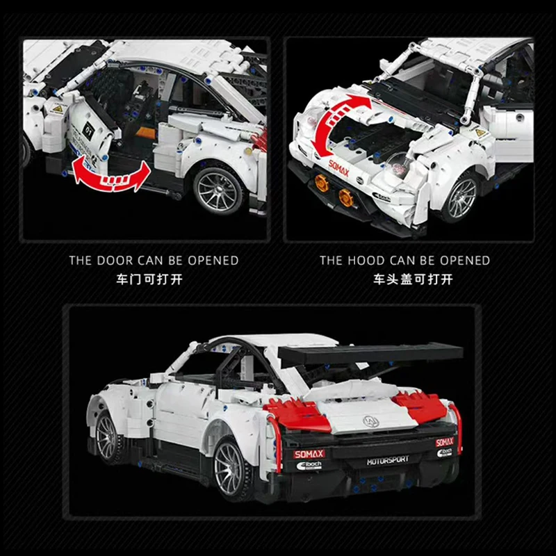 CACO C022 Sports Car 1∶14 Building Block Model Super Speed City Racing Series Educational Assembly Toy Holiday Gift For Children