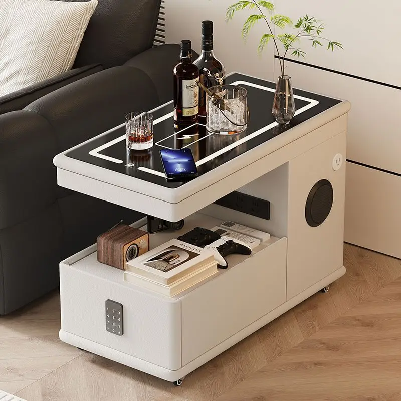 Modern Luxury Marble smart Side Table Wooden with wireless Drawer Speaker Sofa Living Room Bedroom Bed Side Table Movable Design