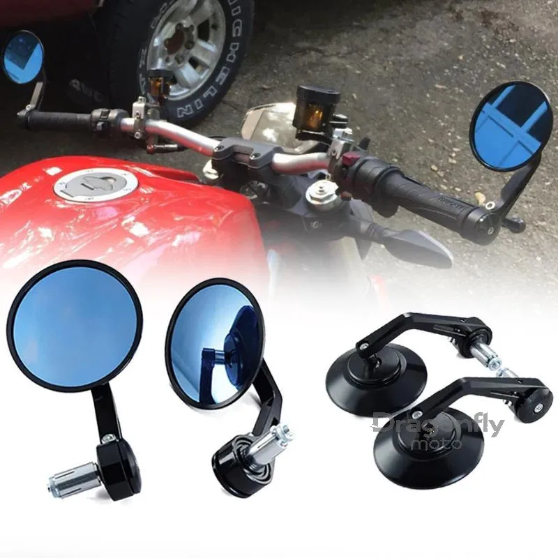 Espelho retrovisor para motocicleta, 7/8 ", redondo, cnc, cafe racer, peças, espelho lateral da motocicleta, extremidade da barra, para kawasaki e honda