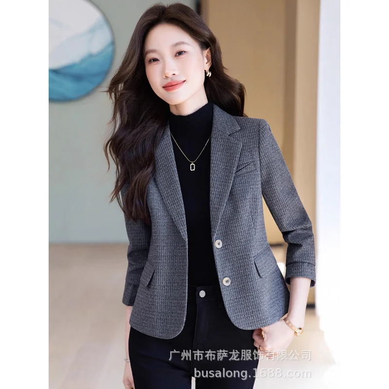 

2025New Stylish Fashion Suit Casual Women's Long Sleeve Professional Blazer Formal Women's Single Jacket Workwear8538