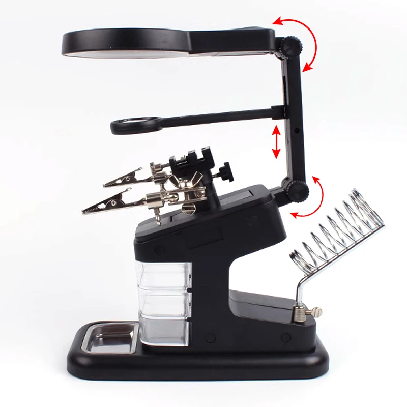 Welding Magnifying Glass LED Light Auxiliary Clip loupe Magnifier Hand Soldering Solder Iron Stand Holder Maintenance Tool Table