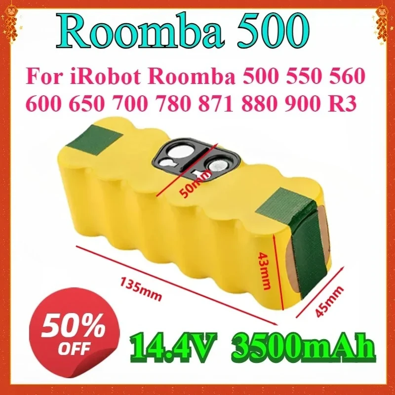 

For iRobot Roomba 500 550 560 600 650 700 780 871 880 900 R3 New 14.4V 3500mAh Ni-MH Rechargeable Vacuum Cleaner Battery