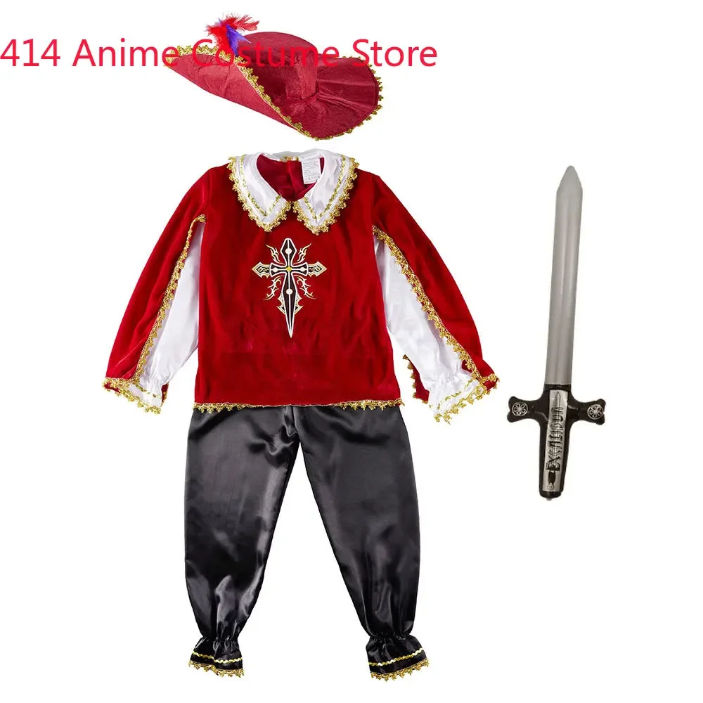 Disfraces medievales de mosquetero para niños, traje de caballero Guerrero romano griego, Carnaval de Halloween, Purim, vestido elegante